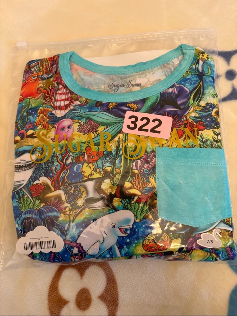 Sugar Swann Kids' Aquatic Print Matching Set - Turquoise Pocket